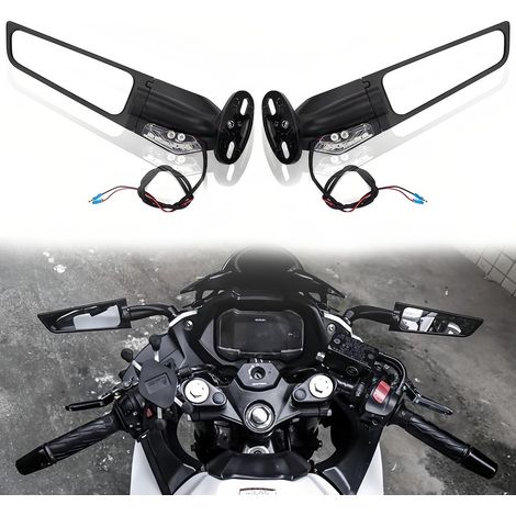 Motorrad-Rückspiegel, 360° drehbar, mit LED-Blinkern, unsichtbare Spiegel für Honda CBR600RR, für Kawasaki Ninja 300, für Suzuki GSXR 600, für Yamaha, für Ducati (1/5)