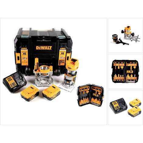 Fresadora combinada a batería DeWalt DCW 604 P2 18 V 55 mm + 2 baterías de 5,0 Ah + 1 cargador rápido + juego de fresas de 12 piezas en TSTAK (1/5)