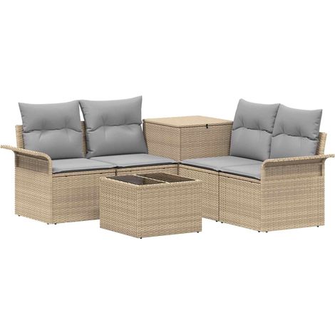 Set di divani 6 pz 4-Numero di posti Beige e Grigio Chiaro vidaXL (1/5)