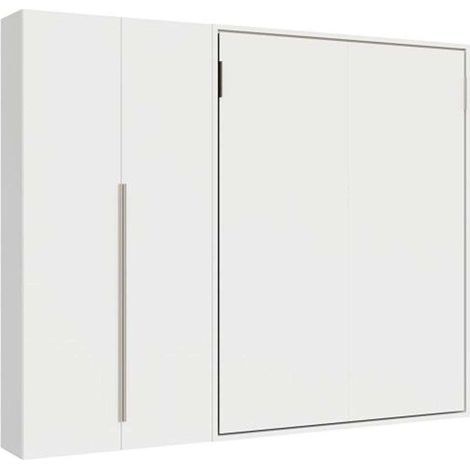Letto francese verticale a scomparsa Versia Sofà 140 con armadio dx 2 ante Bianco