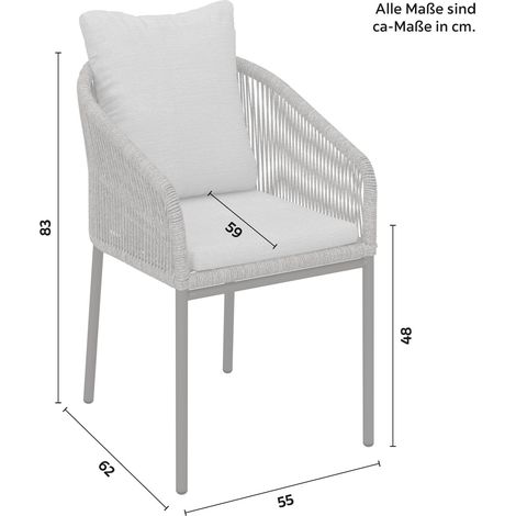 Mömax Gartensessel-Set 2-er Set Pepe Hellgrau Metall/Textil (1/5)