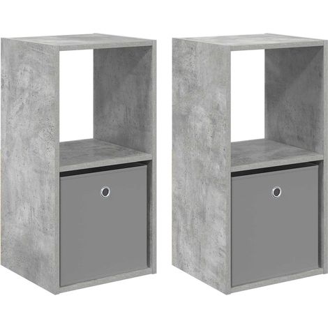 Maison Exclusive - Comodino 2 pz Grigio cemento 35 x 32 x 68,5 cm (1/5)