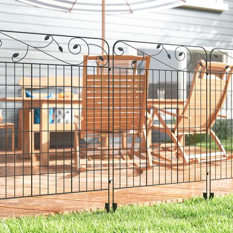 Recinzione da giardino in rete metallica, design vintage, resistente alle intemperie, 3,52 x 1,1 m, nera.