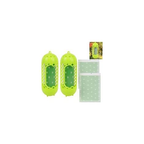 (vert émeraude) Lot de 2 pièges pour guêpes, frelons, abeilles et mouches, piège à mouches d'extérieur avec 4 autocollants, accrochables, convient pour maison, extérieur et jardin (1/5)