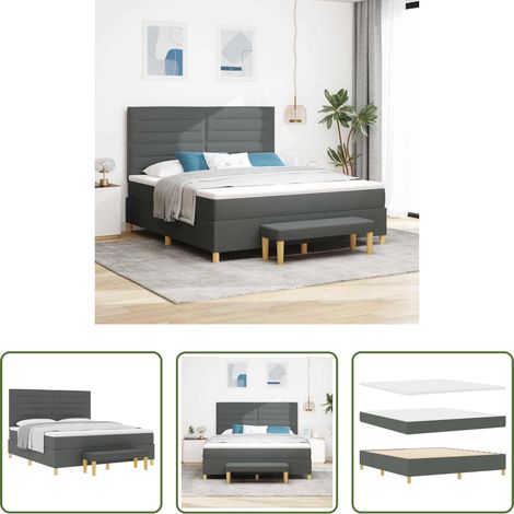 Matratze -  Boxspringbett mit Matratze Dunkelgrau 180 x 200 cm Stoff (1/5)