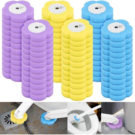 Lot de 72 recharges de brosse WC jetables - Accessoires de nettoyage - Kit de nettoyage de brosse WC avec têtes de recharge de bâtonnets parfumés interchangeables pour la salle de bain (1/5)
