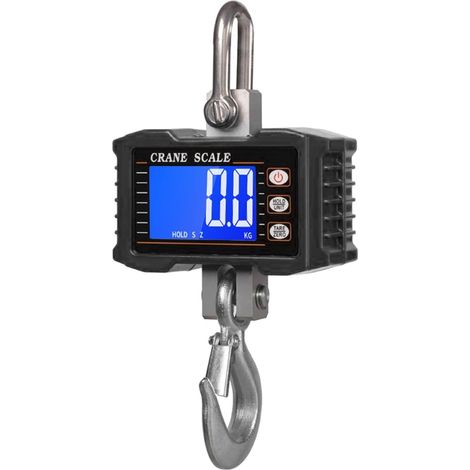 Hanging digital scale, 1000 kg/2204 lb, LCD backlight, for industrial cranes, unit change, data hold, tare, zero, for construction sites, travel, markets, fishing, and other work. (1/5)