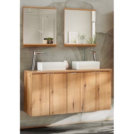 Badmöbel Set 3-teilig, 140cm Doppelwaschtisch, in Eiche, NEWPORT-56-OAK (1/5)