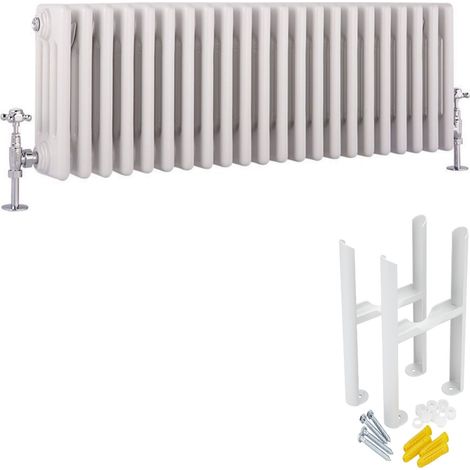 Milano Windsor White Cast Iron Style Horizontal Four Column Radiator with Feet - 300mm x 1010mm (1/5)