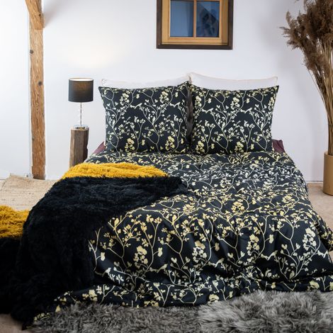 Biancheria da letto in cotone 160x200 fiori dorati