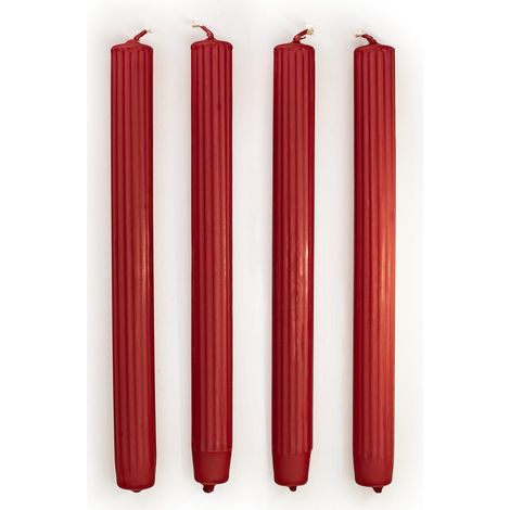 Candela affusolata Ljus 23 cm scanalata rossa (1/3)