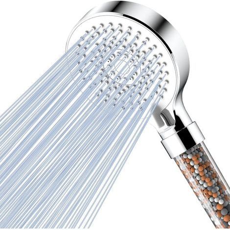 Blanc Pommeau de douche avec Filtre Economie Deau, Pommeau Douche Anti Calcaire Haute Pression, Douchette Douche Salle de Bain à Effet Pluie avec 5 T (1/5)