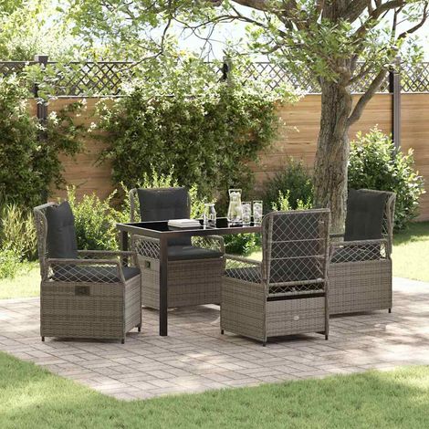 Garten Essgruppe 5 pcs Grau Poly-Rattan (1/5)