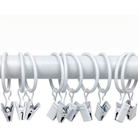Anelli per tende in metallo bianco – set da 100 pezzi, versatili per aste per tende decorative e fotografiche, con clip e ganci inclusi.