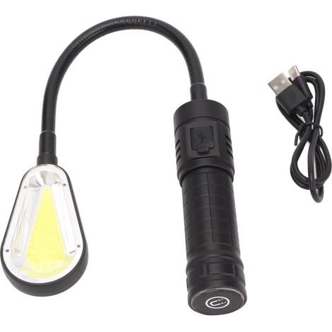 Lampe de travail LED magnétique flexible, puissante, zoomable, rechargeable Type C avec base aimantée