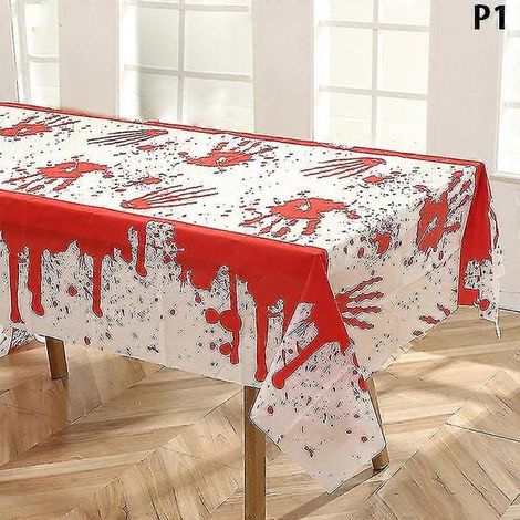 1 nappe d'Halloween citrouille toile d'araignée chauve-souris fantôme décoration de table (1/2)
