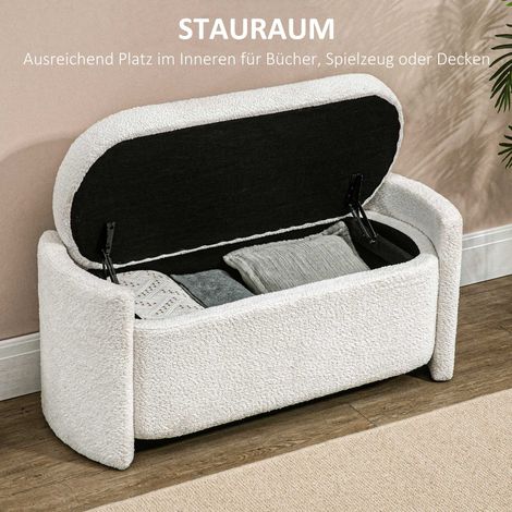 Banc de rangement capitonné pour entrée, banquette à chaussures crème/beige, 105x44x45,5 cm (1/4)