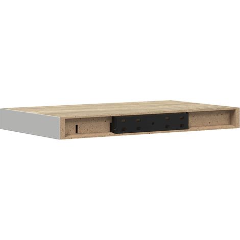 Étagère murale flottante fixation invisible MDF et métal Chêne et blanc 40 x 23,5 x 3,8 cm (1/5)