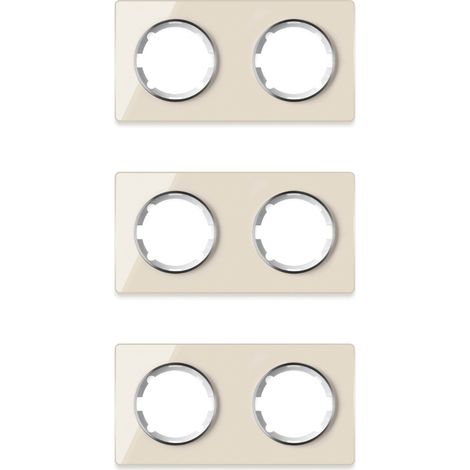 Plaque de finition Garda, en verre, horizontal, 2 postes (lot de 3) - beige (1/4)