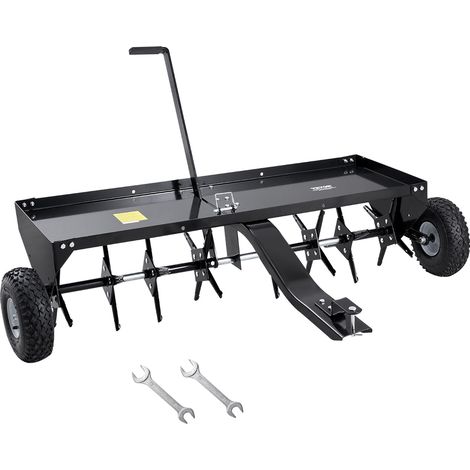 VEVOR Aerateur de Gazon Remorque, 1219,2 mm, Aerateur de Pelouse Remorquable avec Attelage Universel, Pointes de Fer Disposees en Alternance, Favorise la Respiration des Racines, pour Jardins, Fermes