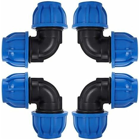 4 Pcs à 32mm Tuyau d'eau Coude Connecteur en PE Plastique Raccord Rapide Accessoires pour Purificateurs d'eau Potable(ø 32) (1/5)