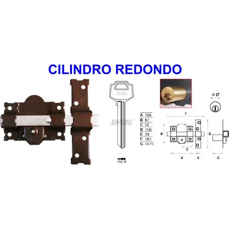 Cerrojo AVL 8101-160LR-105 P con Redondo 70 mm Llave/Botón 3 Llave