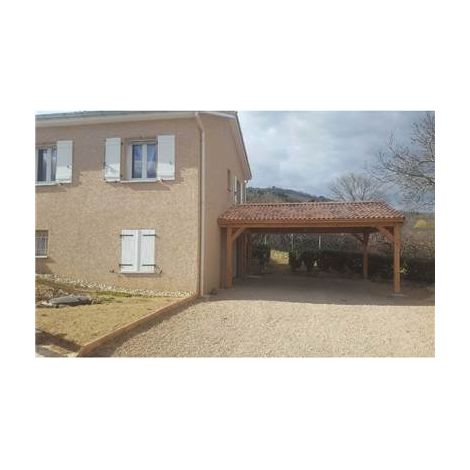 Abri Deux Pentes, 450cmx1150cm, Bois DOUGLAS Français, Carport, Auvent, Abri voiture