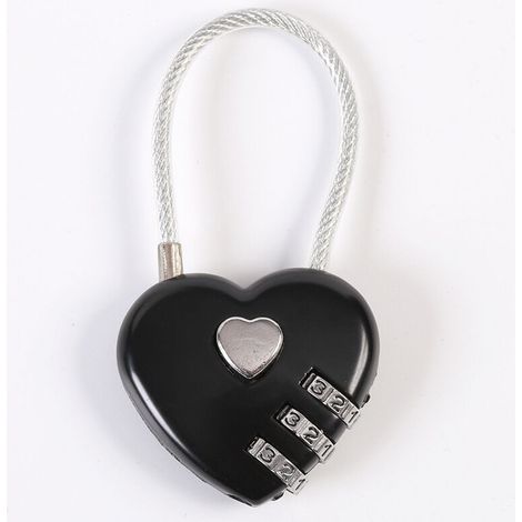 Couple de Cadenas, en Forme de Coeur à 3 Chiffres Combinaison de Code Bagage Verrouiller Le Mot de Passe Sécurité Couple de Cadenas pour Valise,Sac à Dos,boîte à Bijoux,vestiaire,vestiaire(noir)