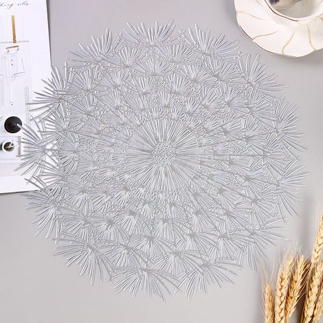 Set de table rond en PVC bronzé, motif pissenlit, 38 cm (argenté)