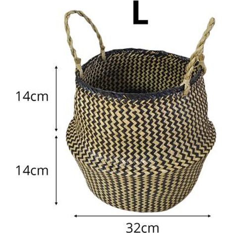Panier de rangement pliable en jonc de mer nordique, pot de fleurs patchwork en jonc de mer pour jardin, corbeille à linge