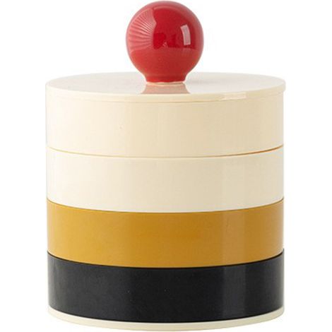 Boîte à Bijoux Rotative Étagée avec Couvercle - 4 Niveaux  Boîte de Stockage pour Objets de la Chambre et Vestiaire  Lot Unique (Style Bicolore Rouge) (1/5)