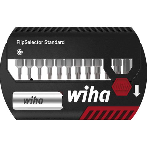 Wiha Set di inserti FlipSelector Standard 25 mm TORX® Tamper Resistant (con foro), 13 pz., 1/4" C6,3 (39037) (1/2)