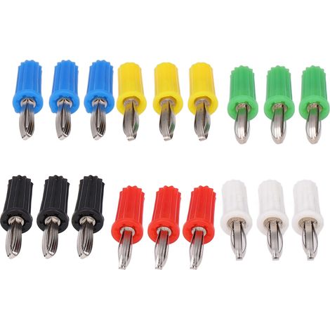 Lot de 10 fiches bananes, 4 mm, ABS, laiton nickelé, matériau robuste, haute performance, outils pour le raccordement d'appareils électriques (1/5)
