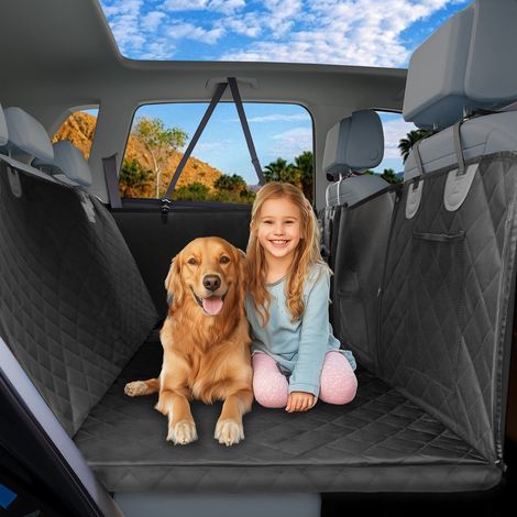 BingoPaw – Housse de siège voiture pour chien – Protection banquette arrière – Imperméable – Avec fenêtre en filet, poches et ceinture de sécurité – Dimensions 136.5 x 60.5 x 42 cm (1/5)