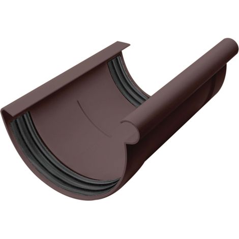 INEFA Rinnenverbinder halbrund, PVC Dachrinnenverbinder, einfache Steckmontage, Made in Germany - NW100 / 100mm Dunkelbraun