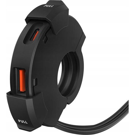 Porta USB sottile per manubrio, ricarica rapida, caricabatterie per moto