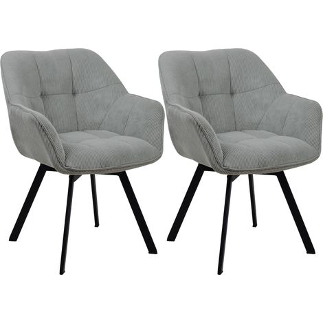 Lot de 2 chaises de salle à manger Jordi Cord Gris (1/5)