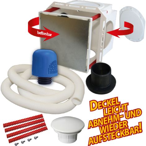 OHA-Kunststoff-Wandeinbaukasten klein befliesbar mit Rohrbelüfter DN32/40/50