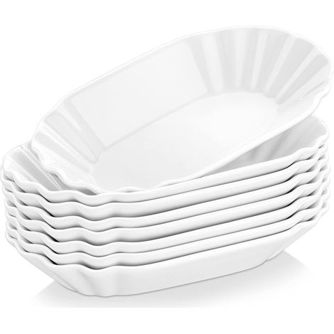 8-teiliges Set Snackschalen aus Porzellan, Creme-Weiß, 19,5x12x3,5 cm (1/5)