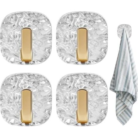 Crochets adhésifs pour serviettes de salle de bain, lot de 4, étanches, porte-clés Crochets muraux adhésifs à motif vagues pour la décoration intérieure (manteau, sac à main, clés, chapeau, sac à dos (1/5)