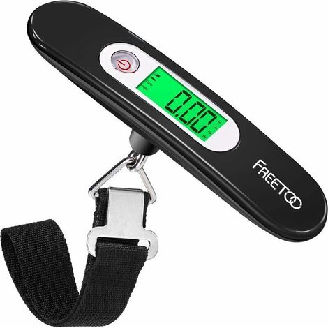 Pese Bagage Electronique Balance Portable Pese Bagages Numérique Max 50Kg/110Lb (LB,g,Oz,kg) Balance électronique/Fonction Tare/Voyage/Shopping/Poste/Usage Domestique/Extérieur (Noir)-- (1/4)