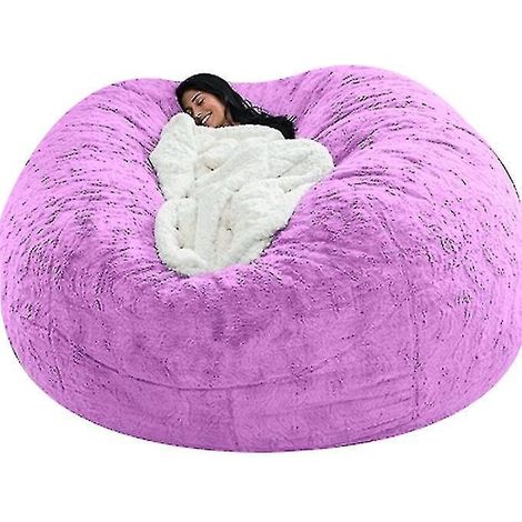 Pouf Lazy Sofa en fausse fourrure - 135 cm x 65 cm - violet