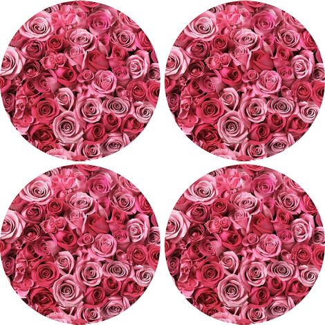 Juego de 4 manteles individuales redondos 4D 33 cm - Rosas de San Valentín  Fieltro ecológico, impresión HD, lavable a 40 °C, Bertoni (1/3)