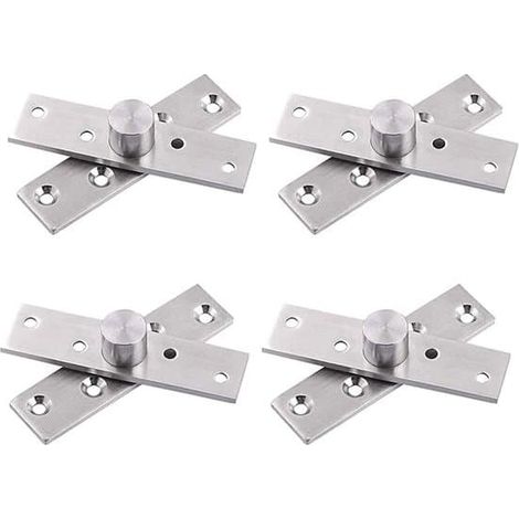 Charnières pivotantes à 360° - Charnières invisibles en acier inoxydable - Charnières pivotantes à 360° pour portes battantes - Lot de 4 - Convient aux portes intérieures en bois argenté (1/5)