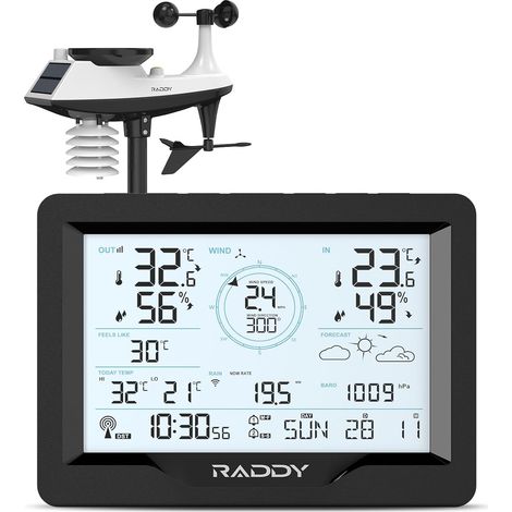 MN6 Lite Weather Station 5-in-1 Outdoor Sensor, Wireless Indoor Outdoor Thermometer, Temperature, Humidity, Atmospheric Pressure, DCF Atomic Clock, Weather Forecast, Wind and Rain (1/5)