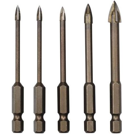 Foret Carbure - 3 mm 4 mm 5 mm 6 mm 8 mm - Pour Carrelage Verre Céramique Béton Marbre - Lot de 5 (1/5)