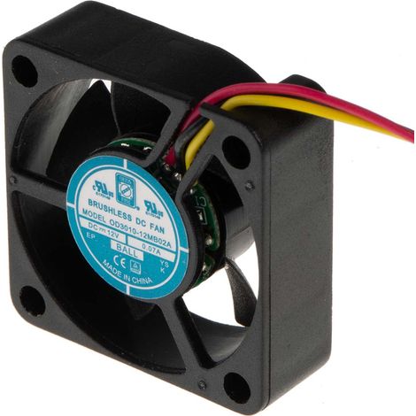 Ventilateur axial RS PRO 12 V c.c., 6.8m³/h, 30 x 30 x 10mm, 840mW ( Prix pour 1 ) (1/4)