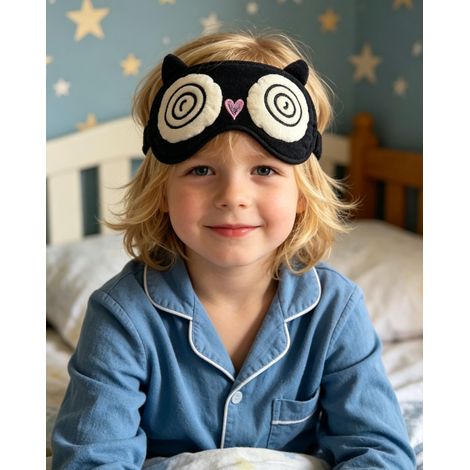 Masque occultant forme monstre noir en peluche douce, confortable pour sommeil et déplacement, cadeau original amusant (1/2)