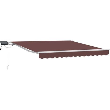 Store banne manuel rétractable avec éclairage LED marron, 300 x 250 cm (1/5)
