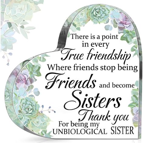 Plaque acrylique d’amitié style vif et coloré – Cadeau fleuri pour femme, meilleure amie et sœur, présent de remerciement, anniversaire, Noël et Thanksgiving - 8.5x8.5x1cm (1/5)